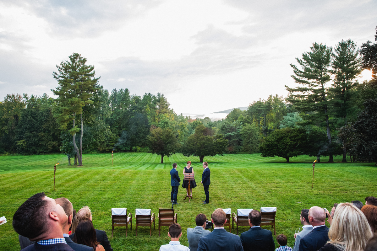 wedding ceremony at the wheatleigh hotel in lenox MA
