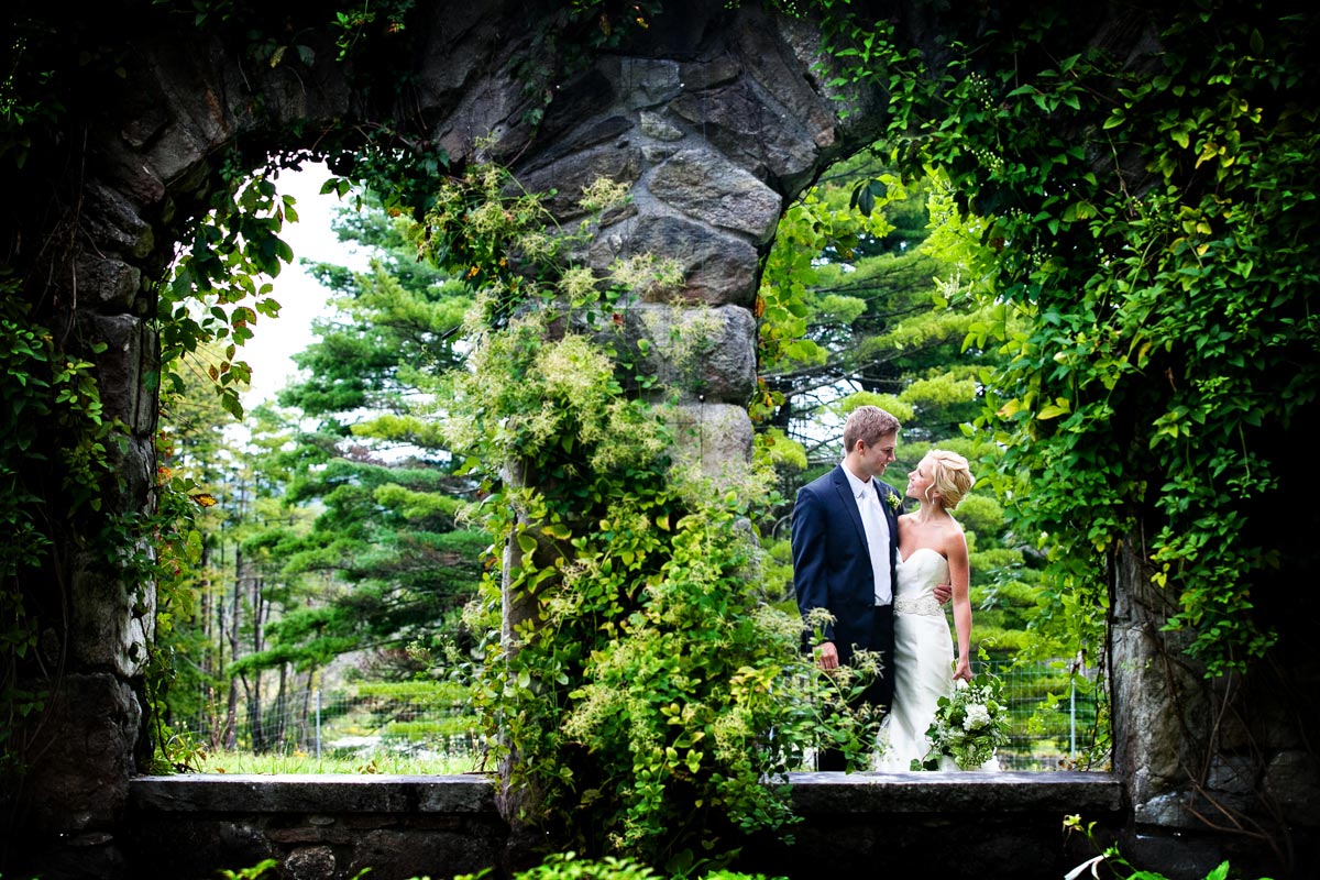 a bride and groom in the italian garden at The Mount, Edith Wharton's Estate in the Berkshires