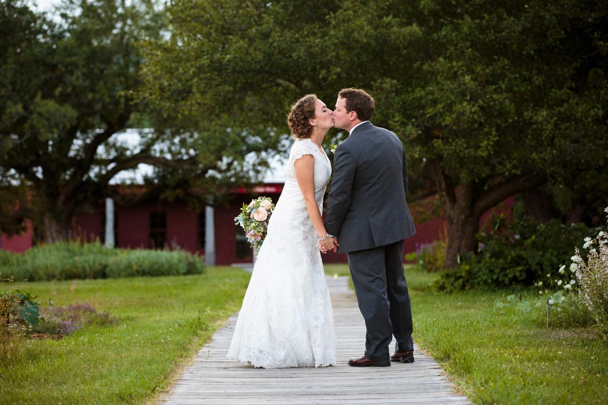 bride and groom at Hancock Shaker Village