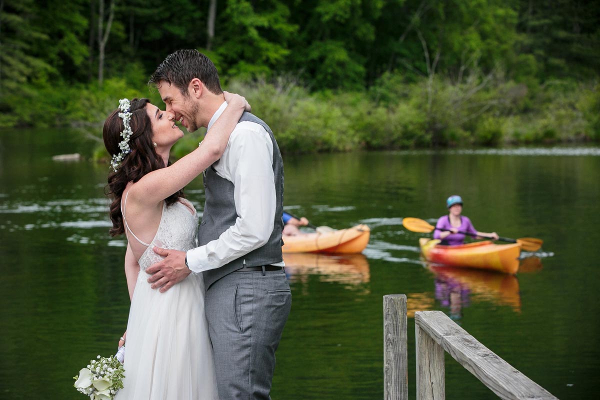 Isabella Freedman wedding, bride and groom kissing