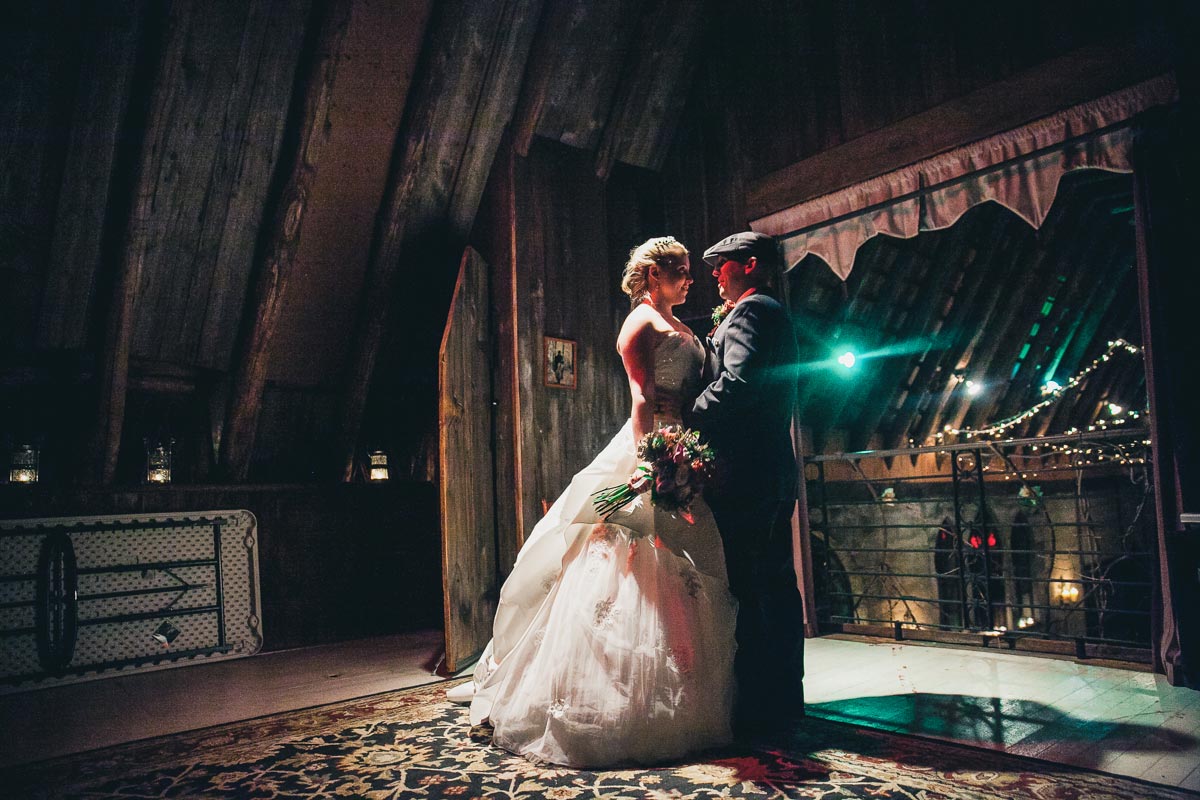 Chris and Margit sharing a dance at their Santarella wedding.