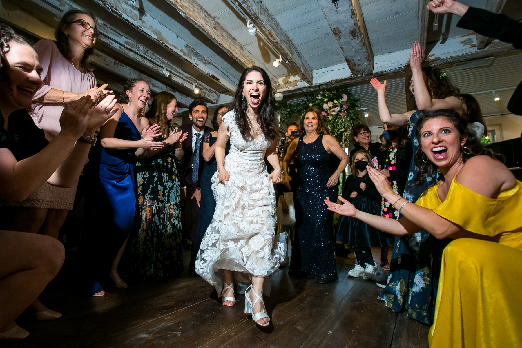 dancing during a wedding reception at the Berkshire Botanical Gardens