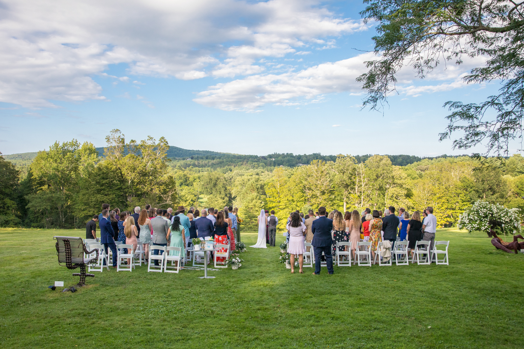 wedding ceremony with a view at the Norman Rockwell Museum