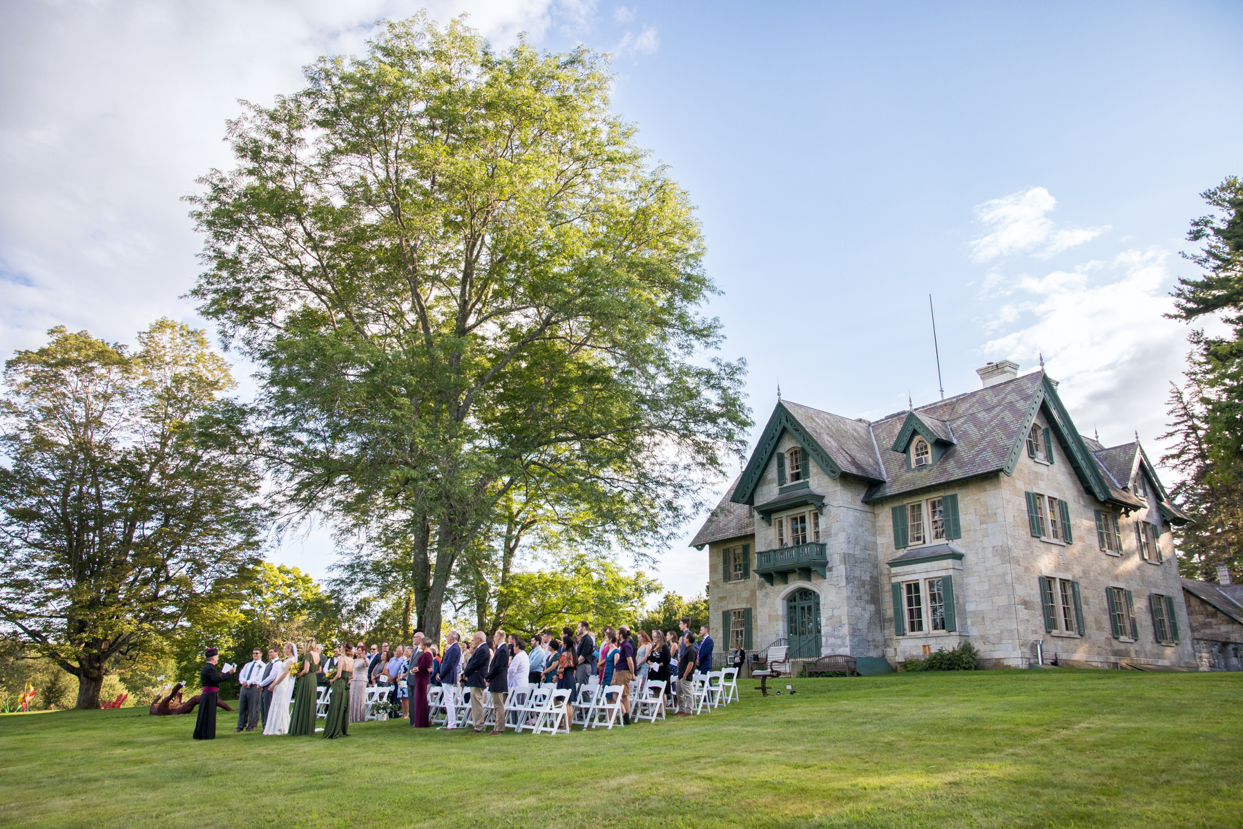 wedding on the lawn at the Norman Rockwell Museum