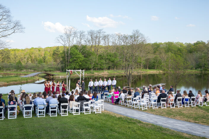 wedding ceremony at Blenheim Hill Farm